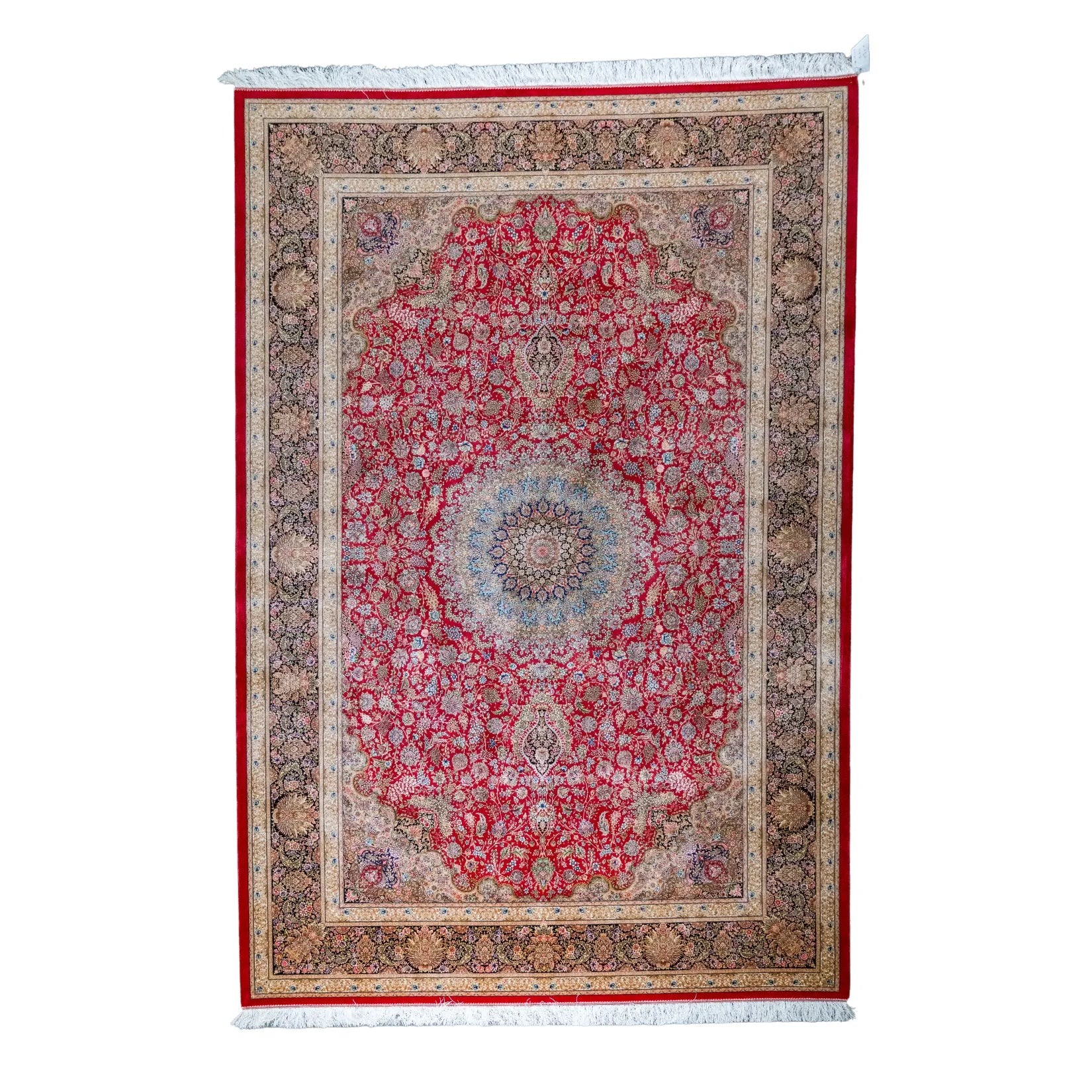 6' 7" x 9' 10" - MULTICOLOR AND BLACK MACHINE MADE FLORAL TURKISH RUG ( 200 x 300 CM )