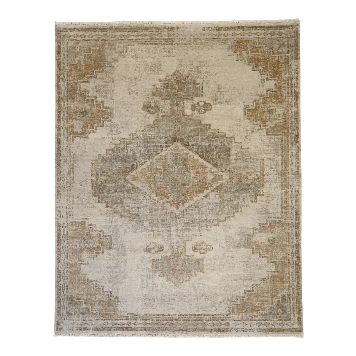 8' 0" x 10' 0" - BEIGE AND TAN MODERN MODERN INDIAN RUG