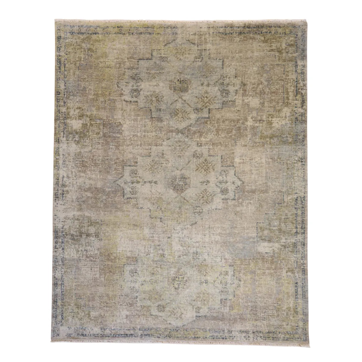 8' 0" x 10' 0" - GRAY AND BLUE MODERN MODERN INDIAN RUG