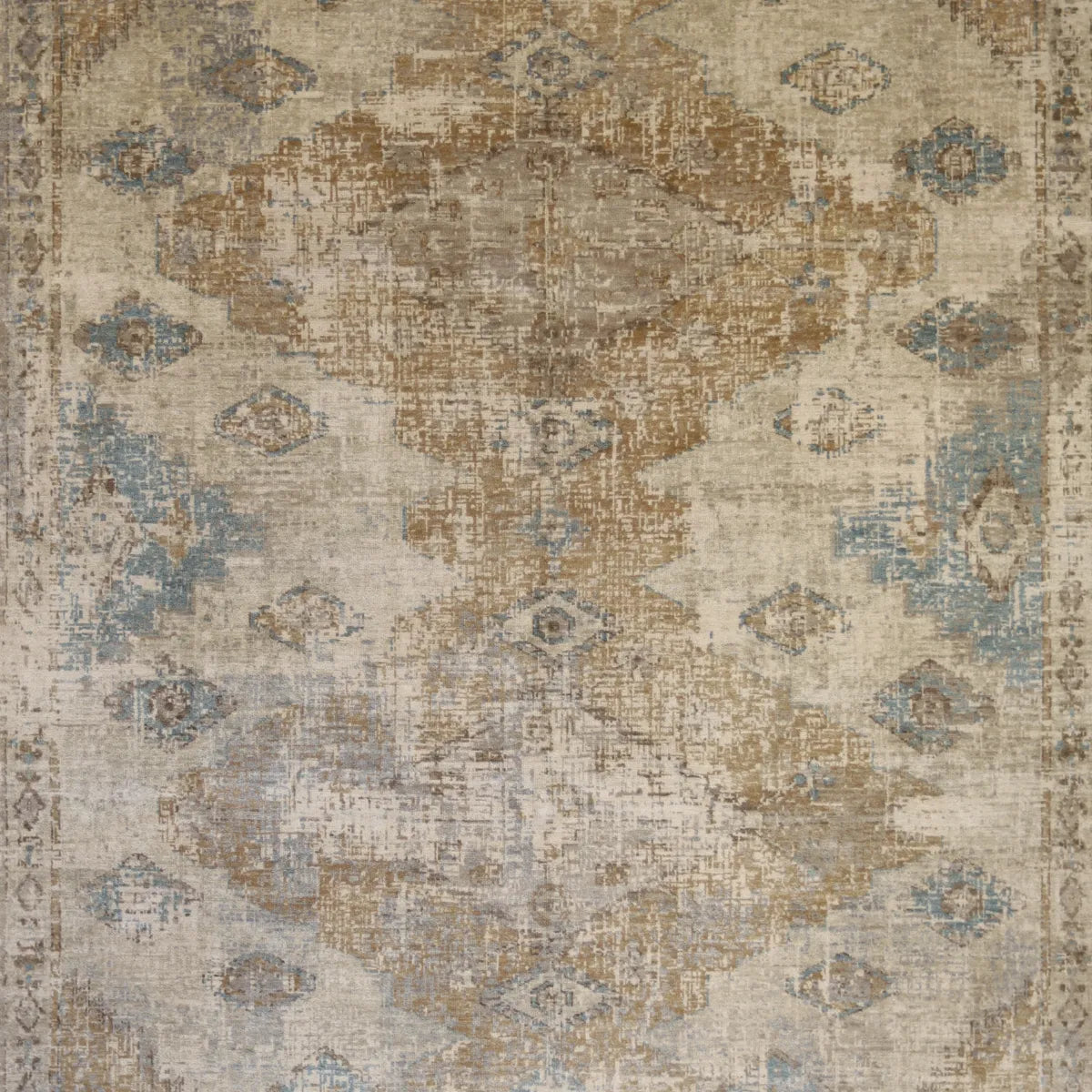 8' 0" x 10' 0" - BEIGE AND BLUE MODERN MODERN INDIAN RUG