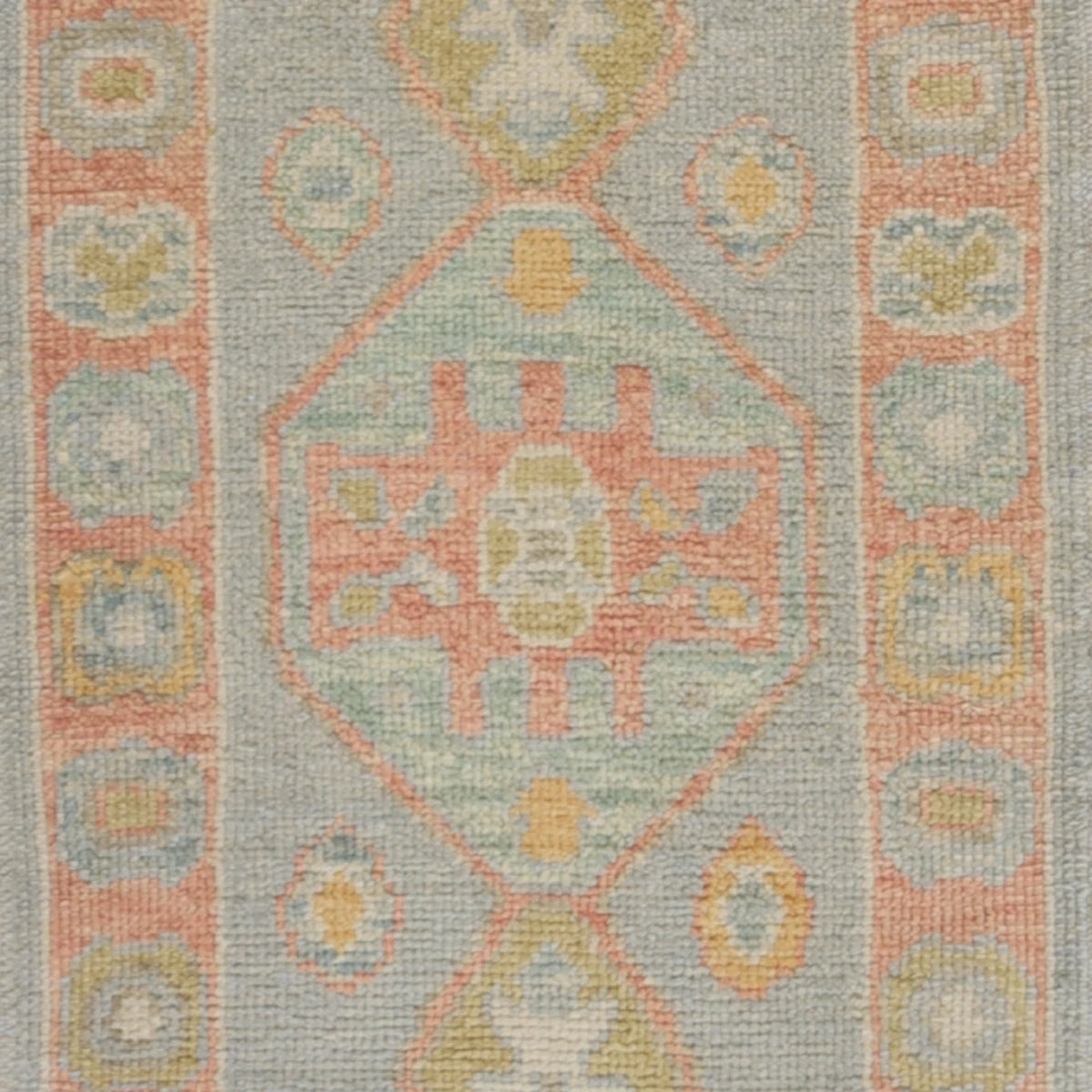 2'0" x 2'11" BLUE AND PINK OUSHAK GEOMETRIC TURKISH RUG
