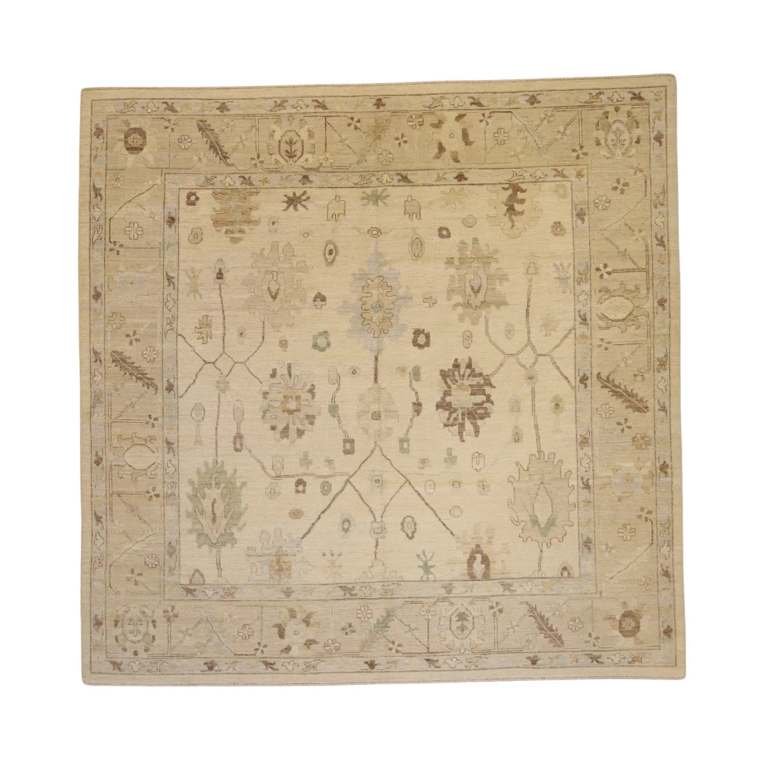 9'  10" x   9'  11" BEIGE AND TAUPE PESHAWAR GEOMETRIC PAKISTANI RUG