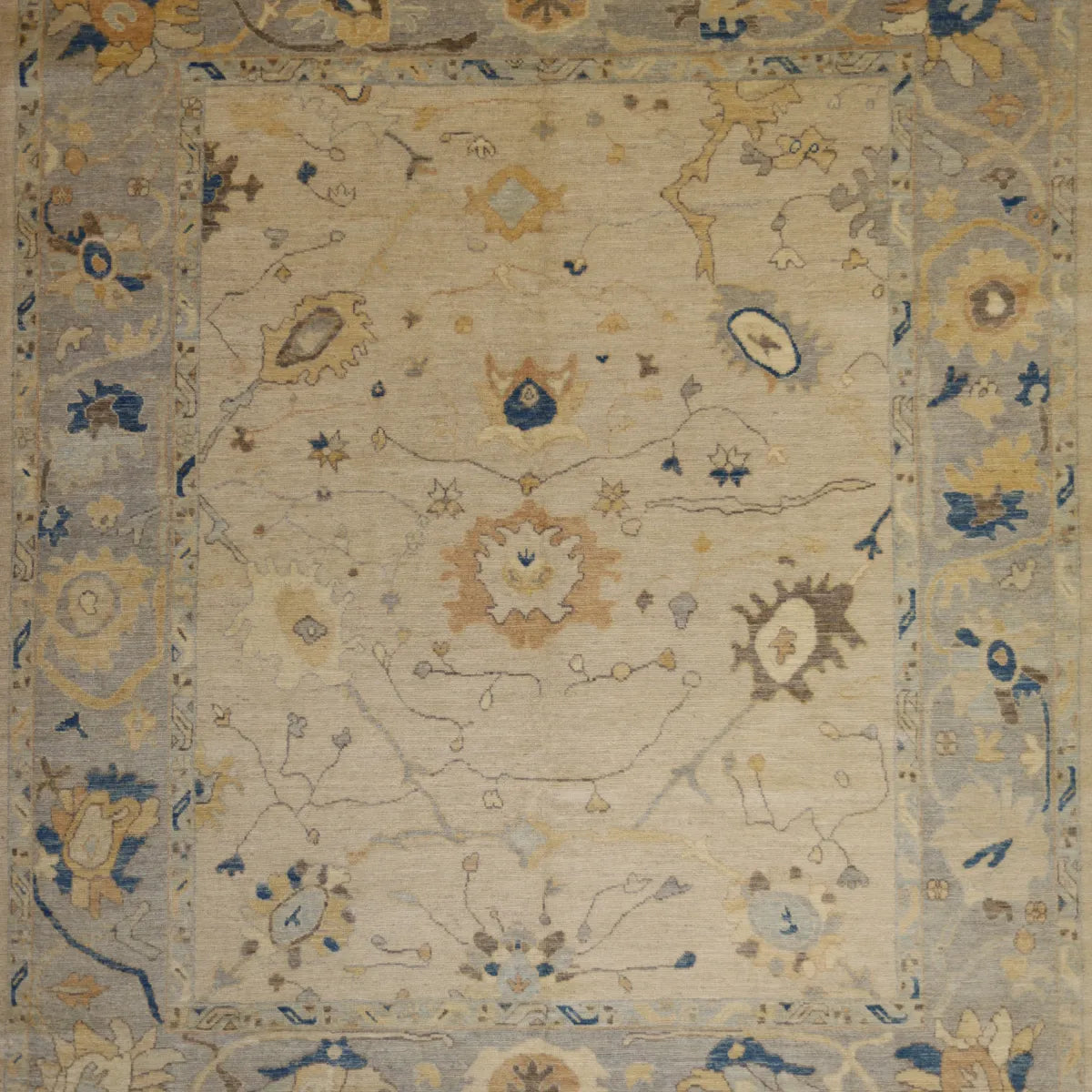 8' 4" x 10' 0" - IVORY AND GRAY OUSHAK GEOMETRIC PAKISTANI RUG