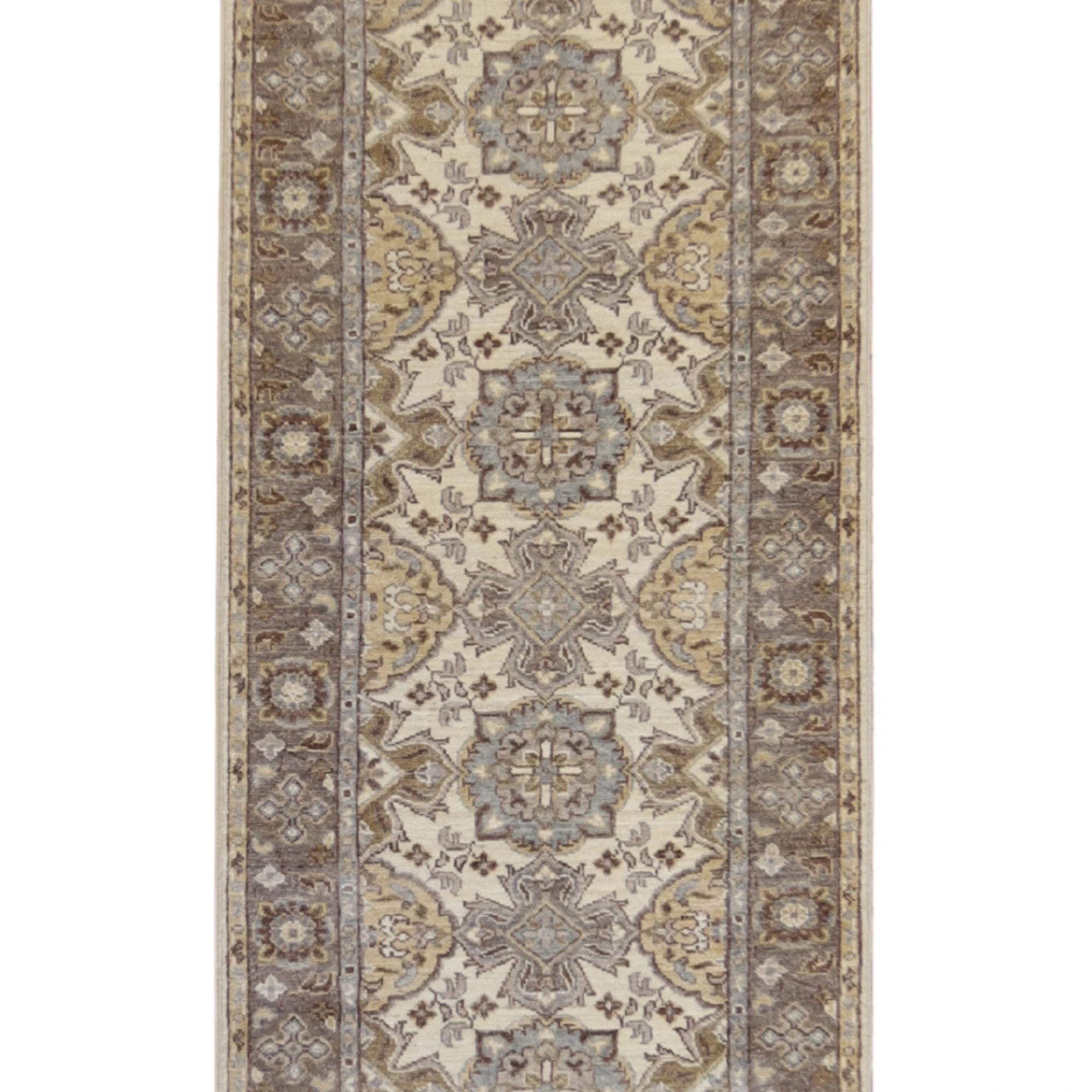 2'8" x 9'5" BEIGE AND BEIGE PESHAWAR GEOMETRIC PAKISTANI RUG