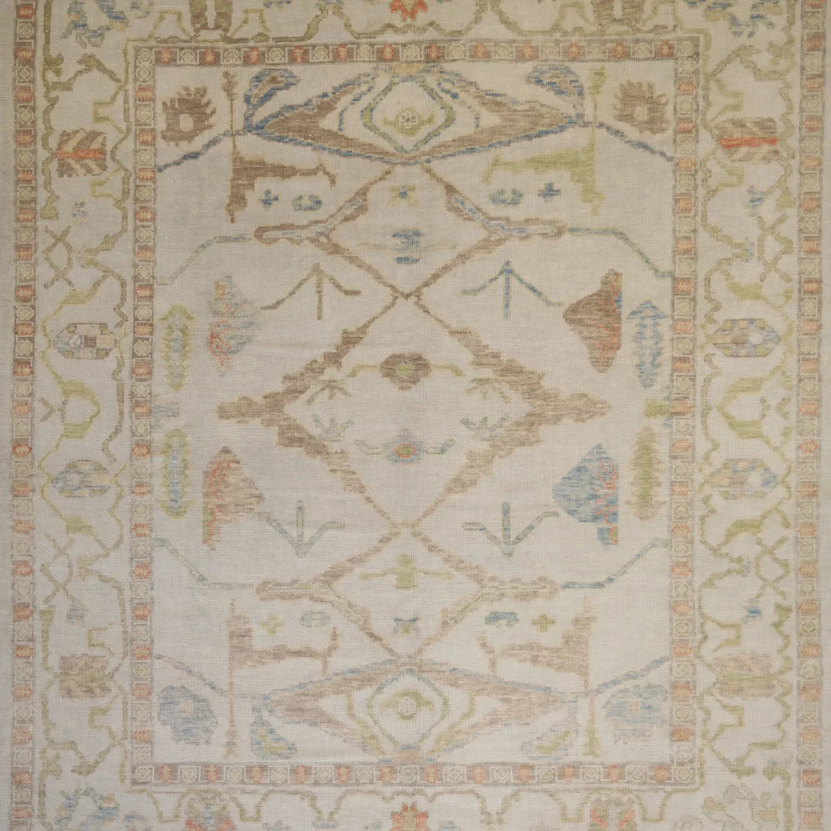 8' 1" x 10' 4" - BLUE AND IVORY KAZAK GEOMETRIC PAKISTANI RUG