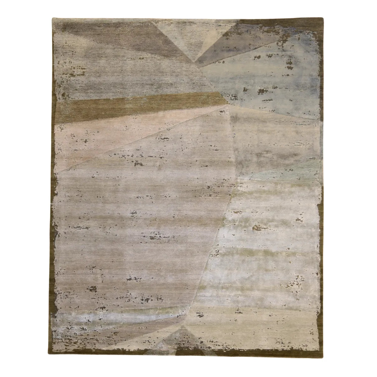 8' 2" x 10' 0" - GREEN AND GRAY MODERN MODERN INDIAN RUG