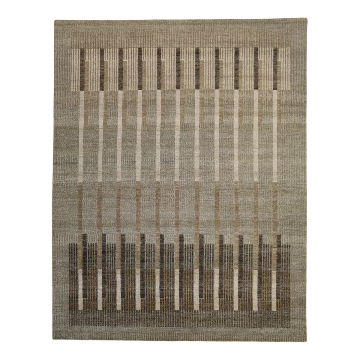 7' 11" x 10' 1" - GRAY AND GREEN MODERN MODERN INDIAN RUG