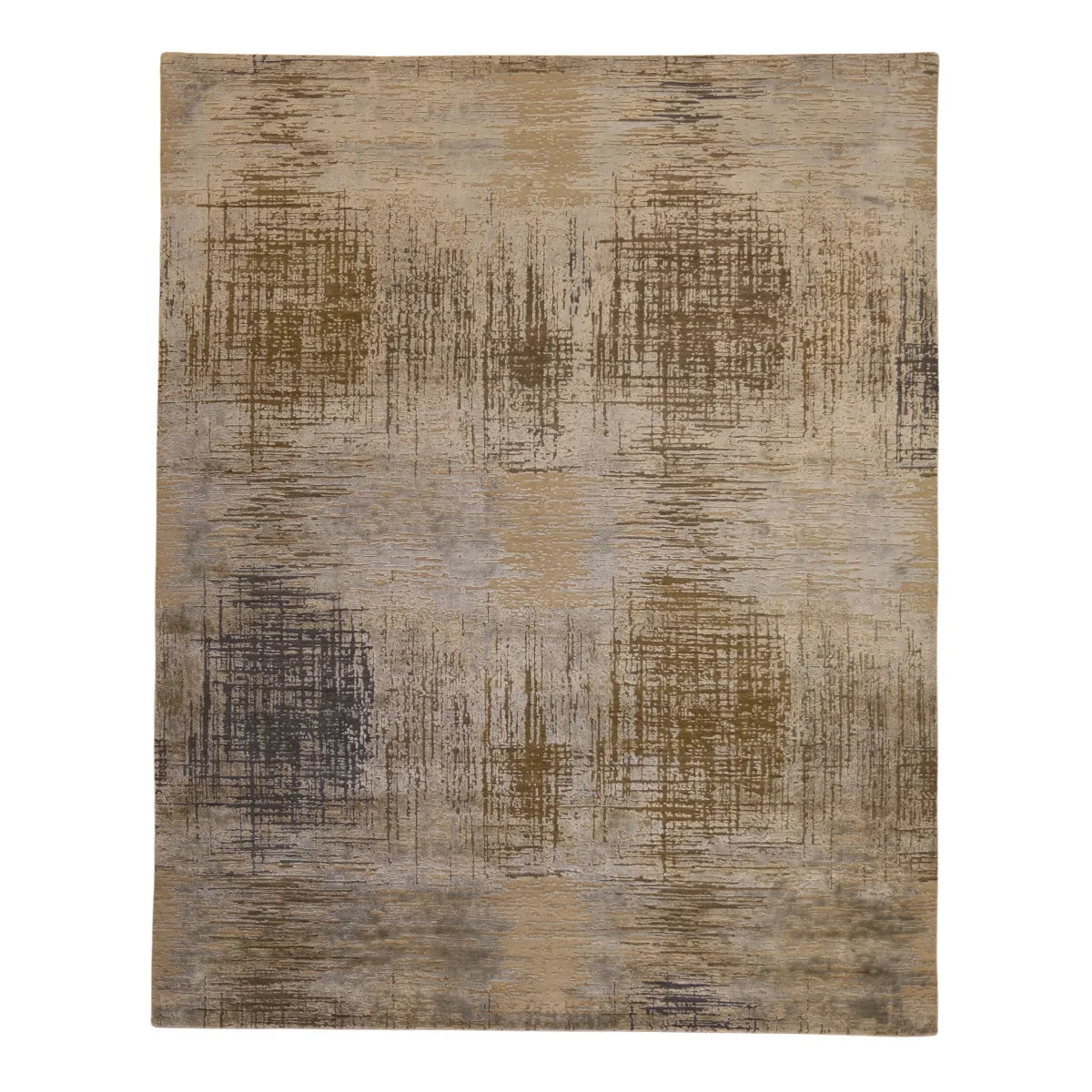 8' 0" x 9' 11" - GRAY AND BLUE MODERN MODERN INDIAN RUG