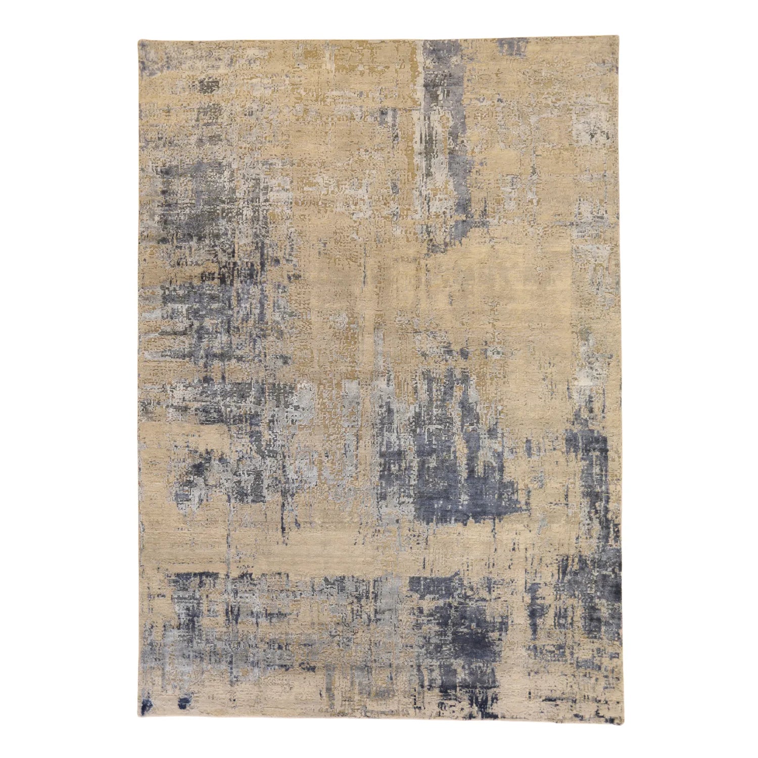 10'   0" x  14'   1" GRAY AND NAVY MODERN MODERN INDIAN RUG