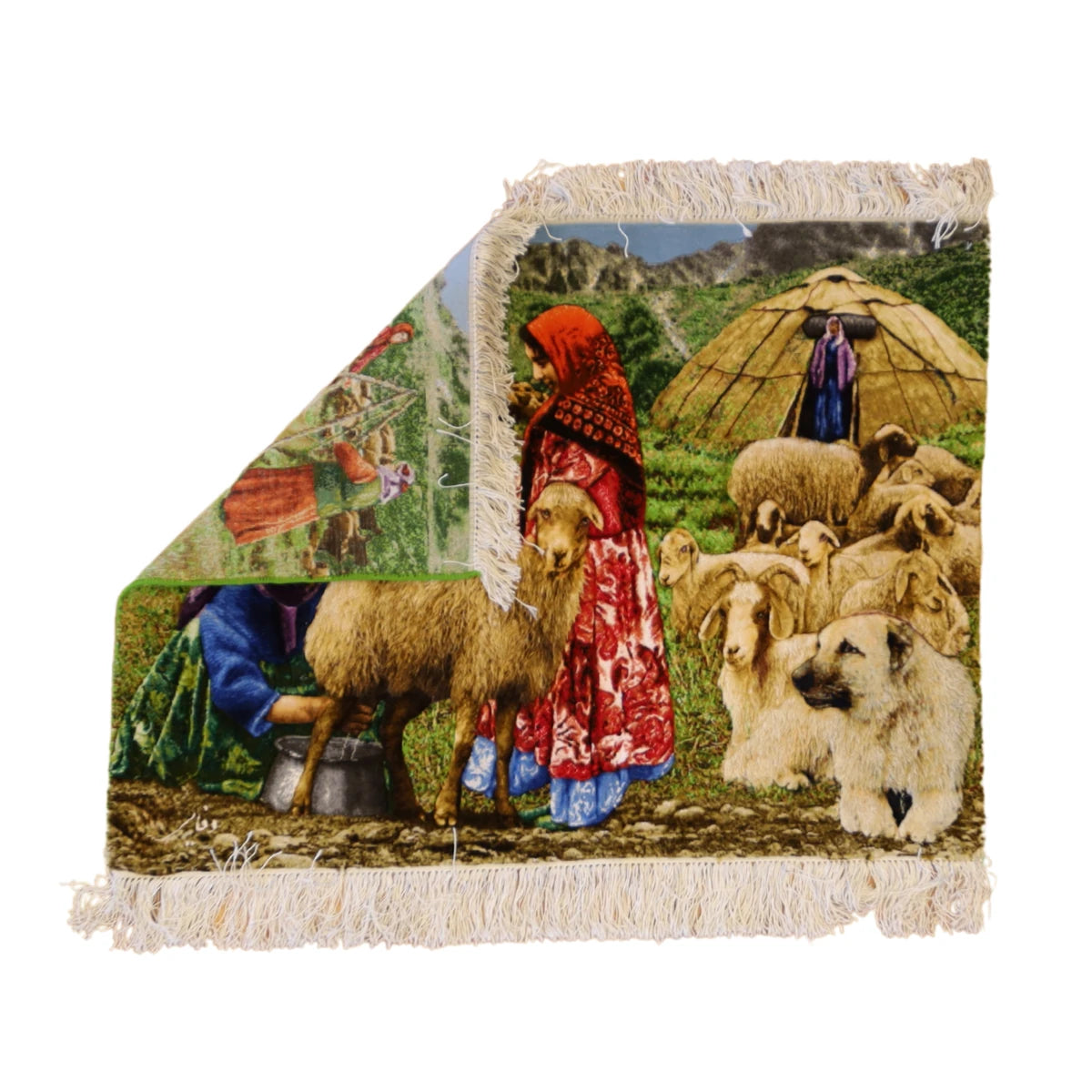 2'4" x 3'2" MULTICOLOR AND MULTICOLOR TABRIZ PICTORIAL PERSIAN RUG