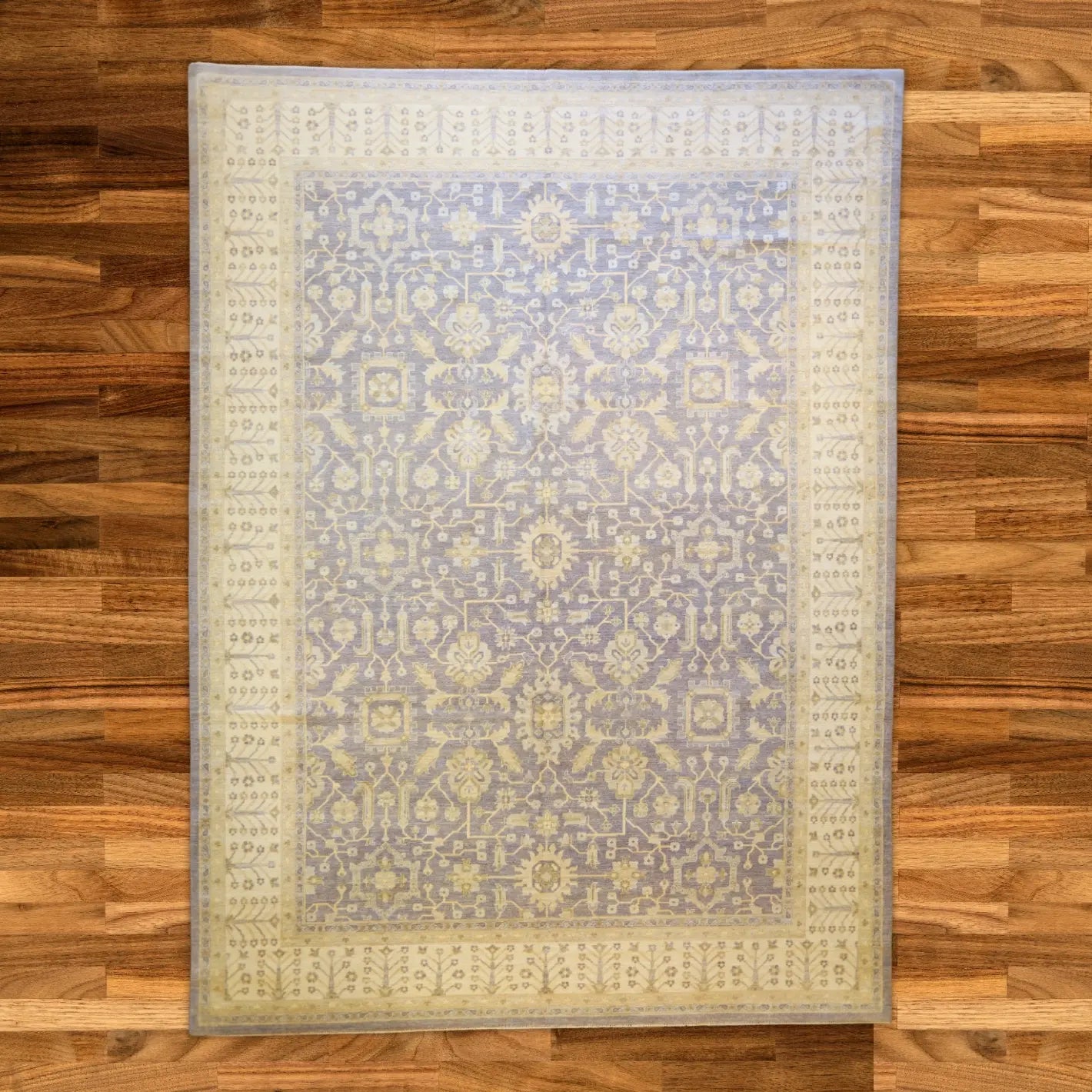 10'2" x 13'8" GRAY AND IVORY PESHAWAR GEOMETRIC PAKISTANI RUG