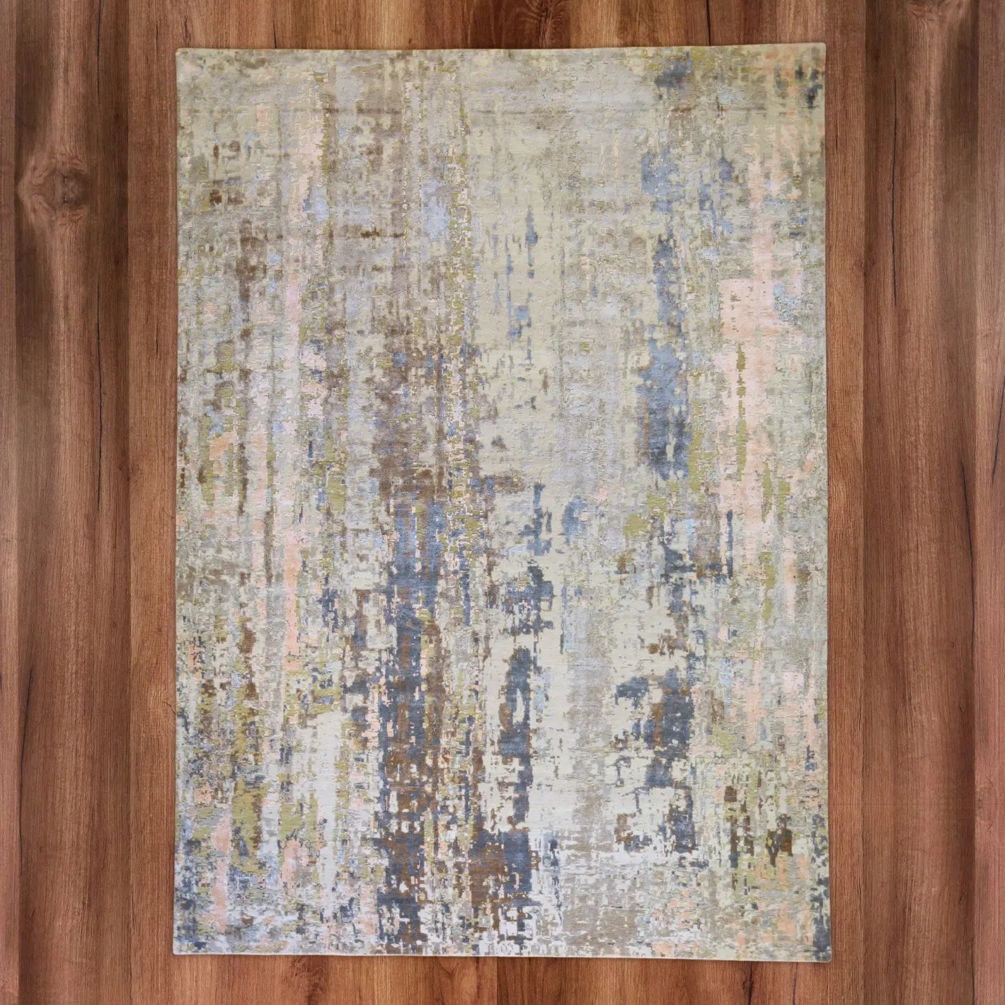 10'   1" x  14'   0" IVORY AND SILVER MODERN MODERN INDIAN RUG