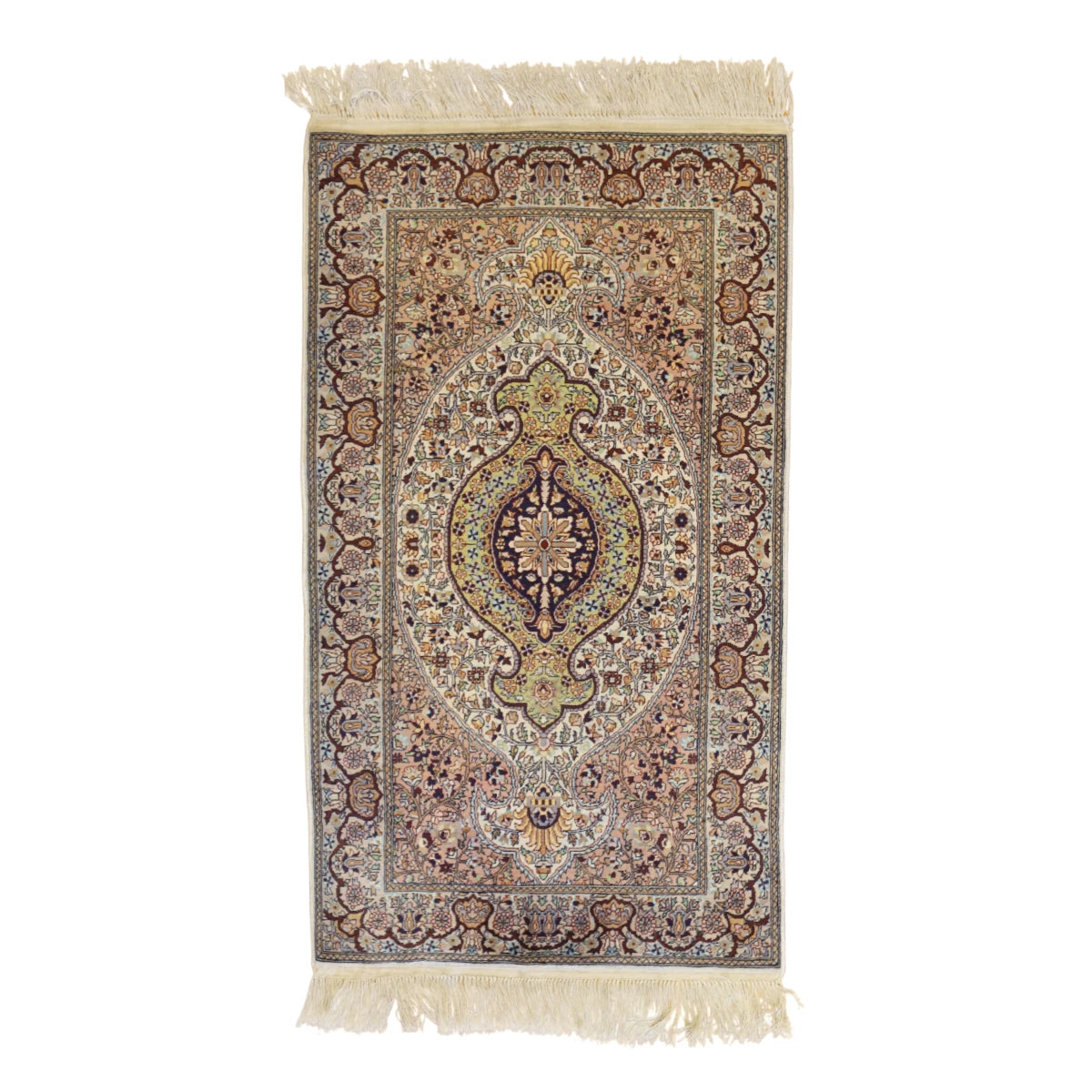 3'1" x 5'6" PINK AND BEIGE TABRIZ FLORAL PAKISTANI RUG