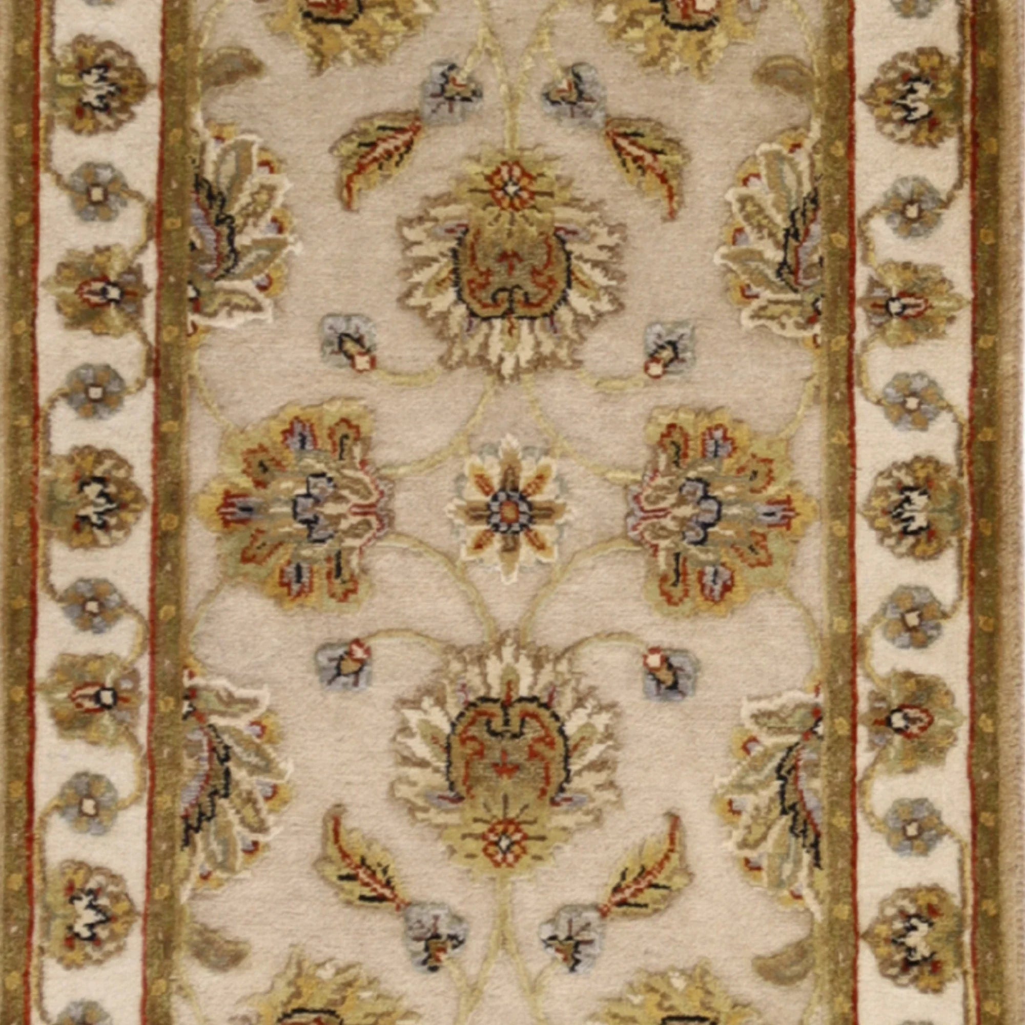 2'0" x 3'0" TAN AND IVORY JAIPUR FLORAL INDIAN RUG