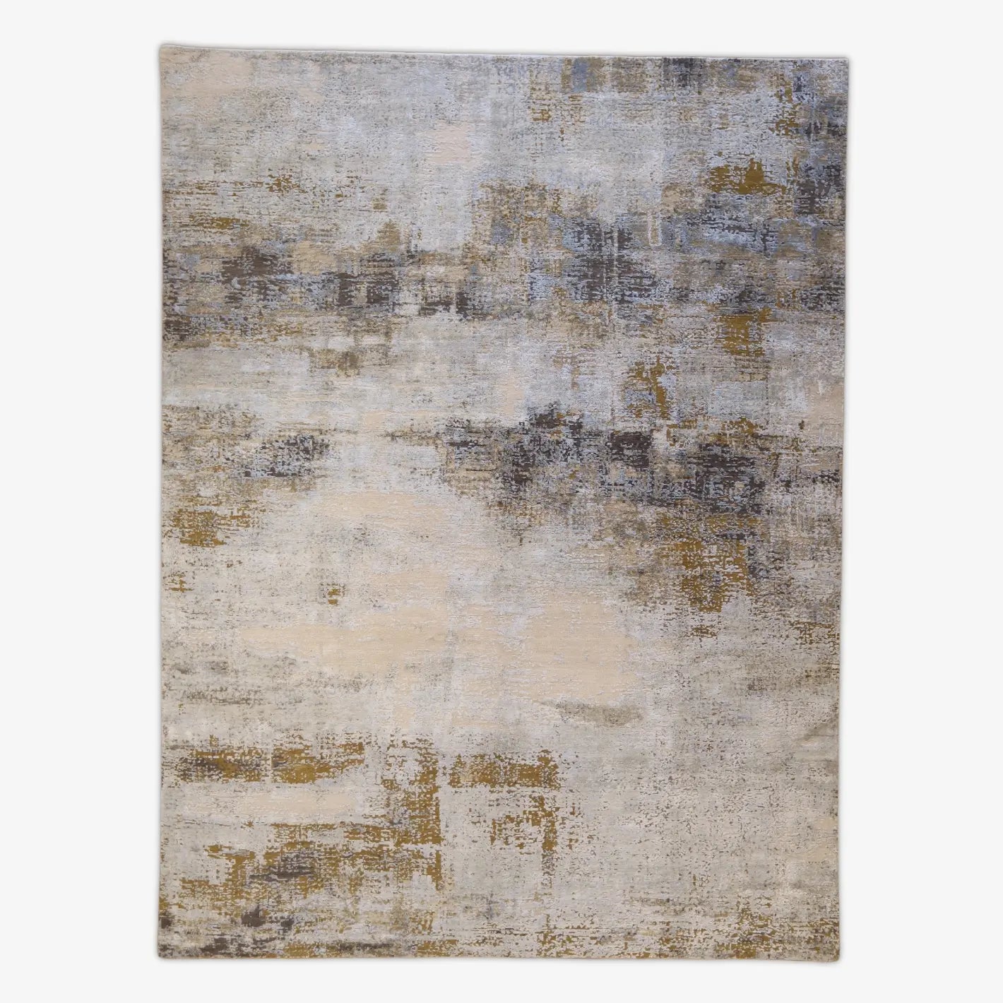 9'0" x 11'11" BLACK AND GRAY MODERN INDIAN RUG