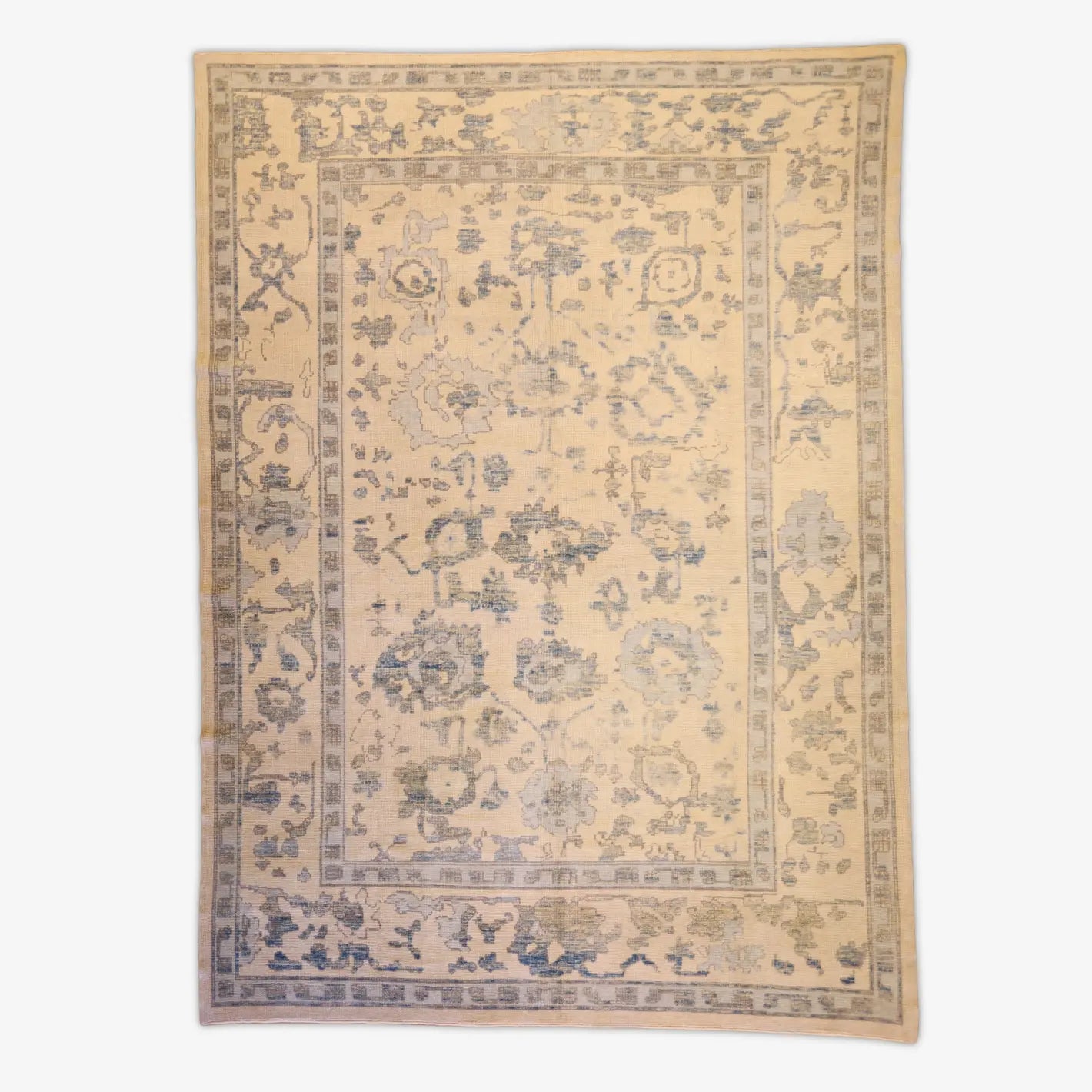 8'11" x 12'3" GRAY AND GRAY OUSHAK GEOMETRIC TURKISH RUG