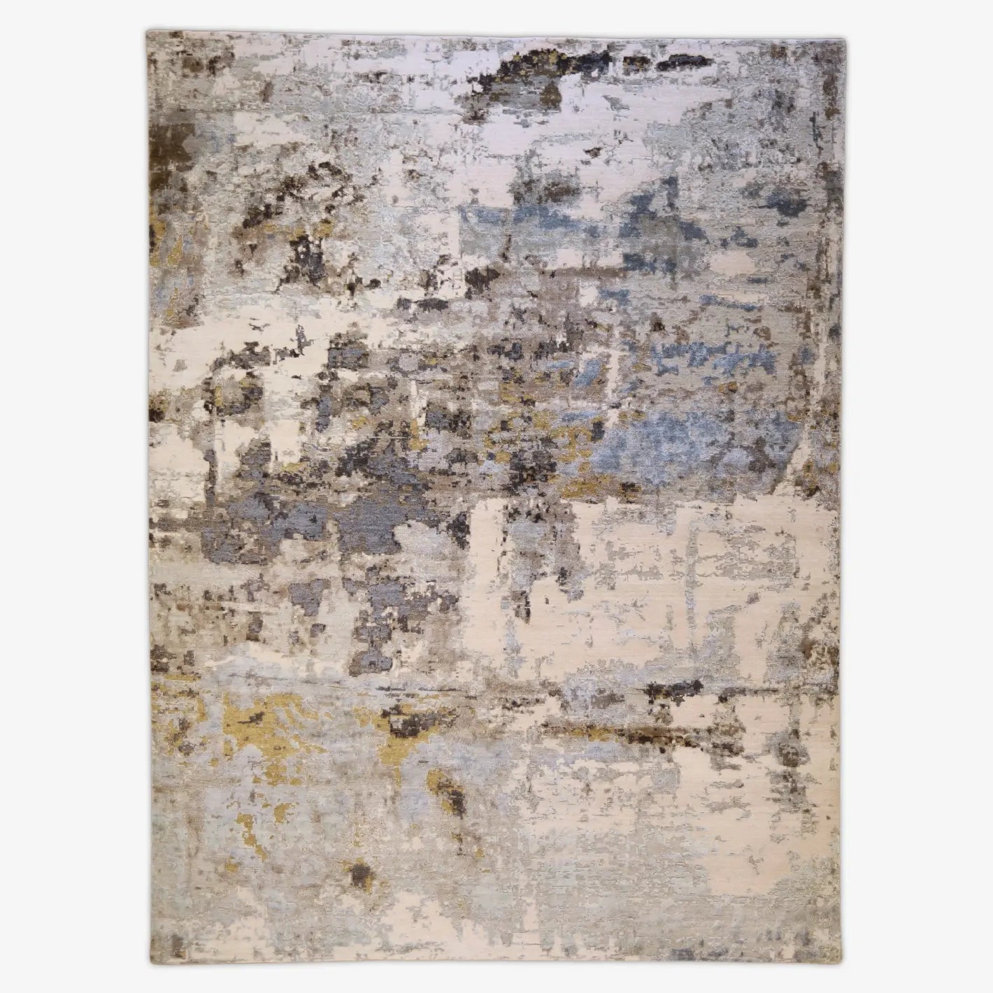 9'0" x 12'0" GRAY AND SILVER MODERN MODERN INDIAN RUG