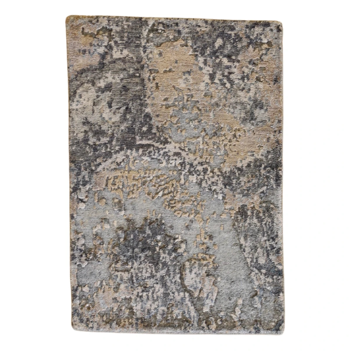 2'0" x 3'0" GRAY AND BLUE OUSHAK MODERN INDIAN RUG