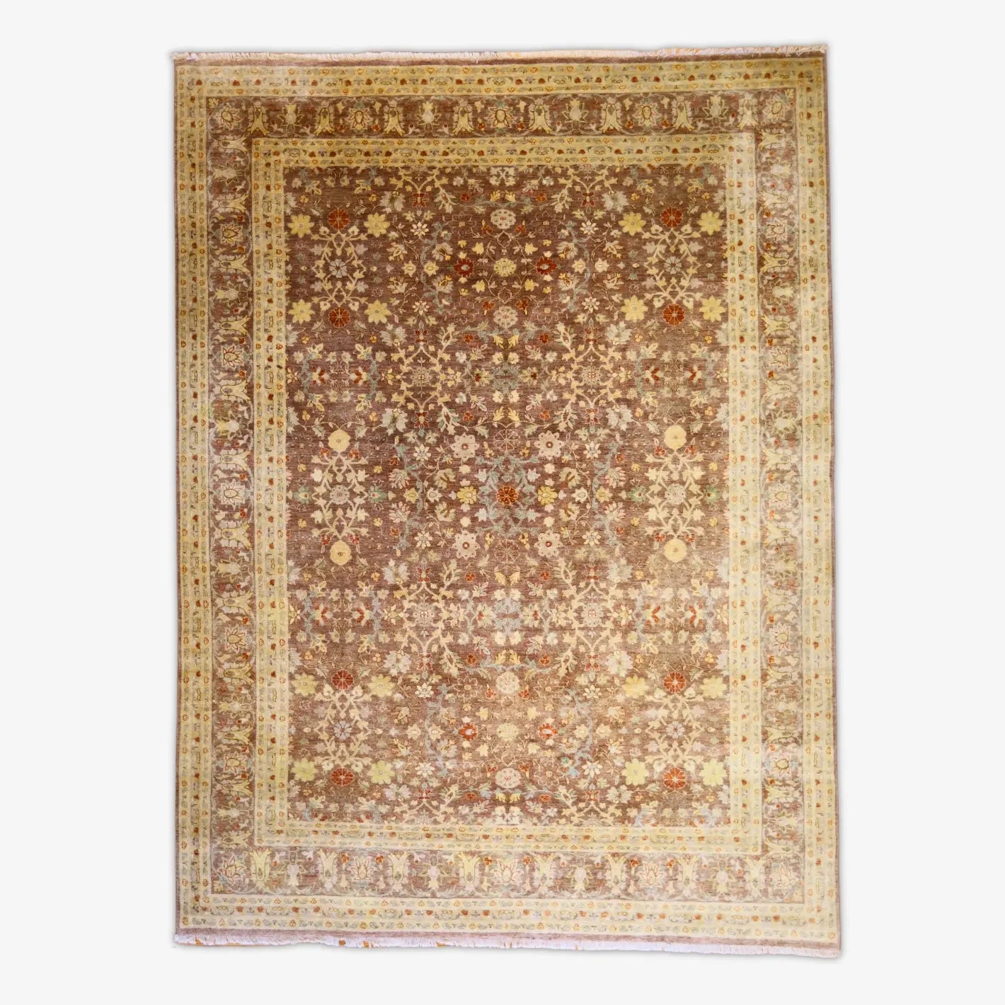 8'11" x 12'2" TAUPE AND TAUPE PESHAWAR FLORAL PAKISTANI RUG