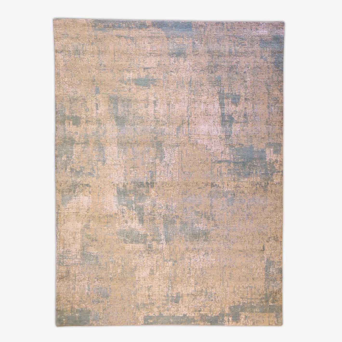 9'1" x 12'2" GRAY AND AQUA MODERN INDIAN RUG