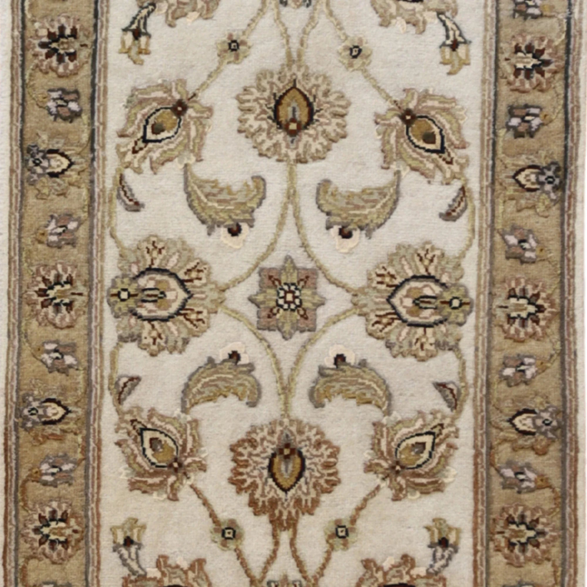 2'0" x 3'0" GREEN AND GOLD JAIPUR FLORAL INDIAN RUG