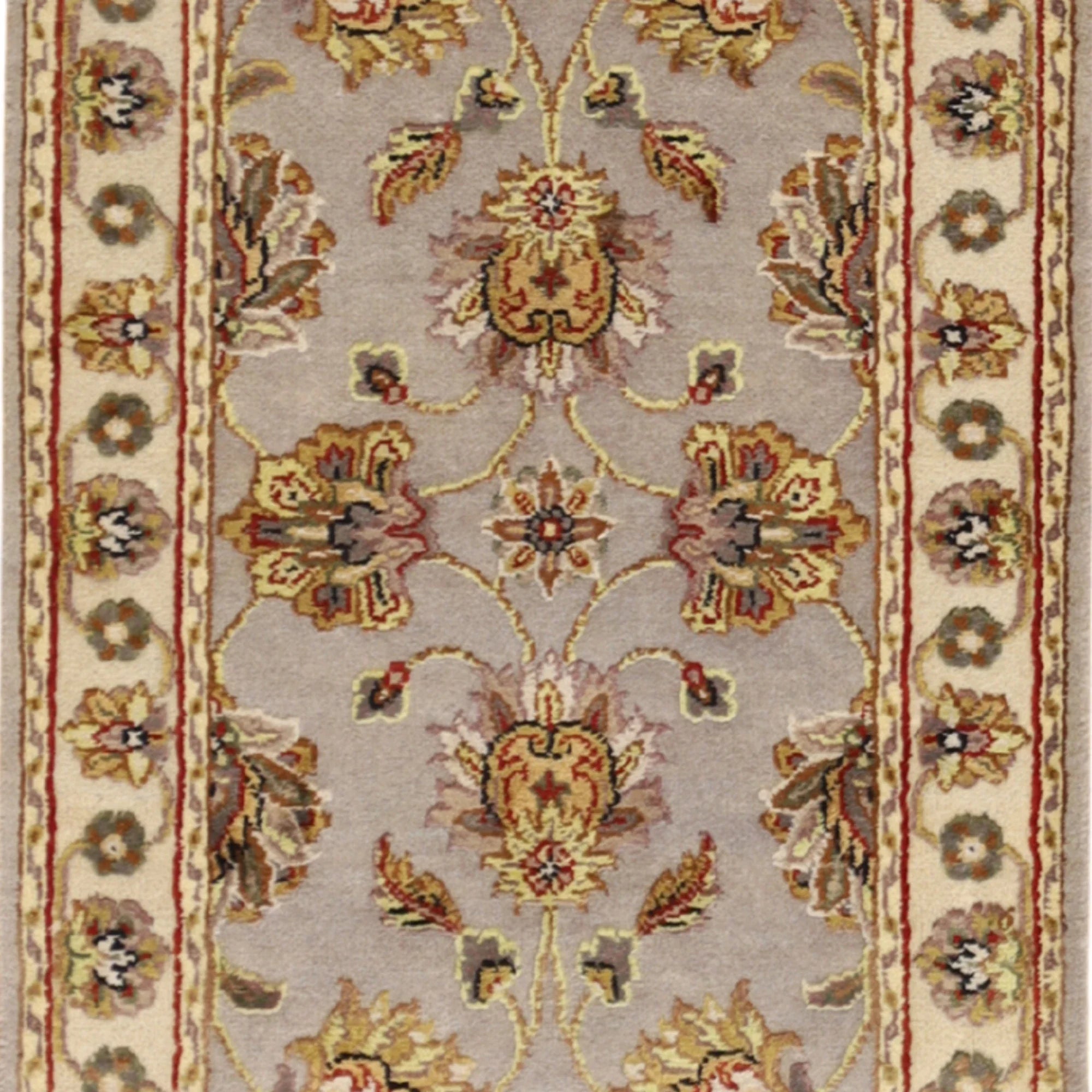 2'0" x 3'0" GRAY AND IVORY JAIPUR FLORAL INDIAN RUG