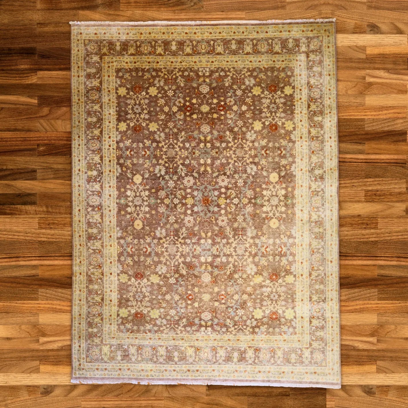 8'11" x 12'2" TAUPE AND TAUPE PESHAWAR FLORAL PAKISTANI RUG