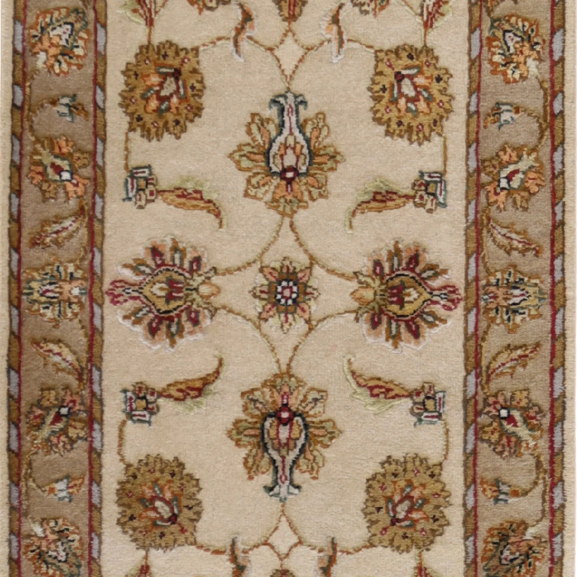 2'0" x 3'0" IVORY AND TAN JAIPUR FLORAL INDIAN RUG