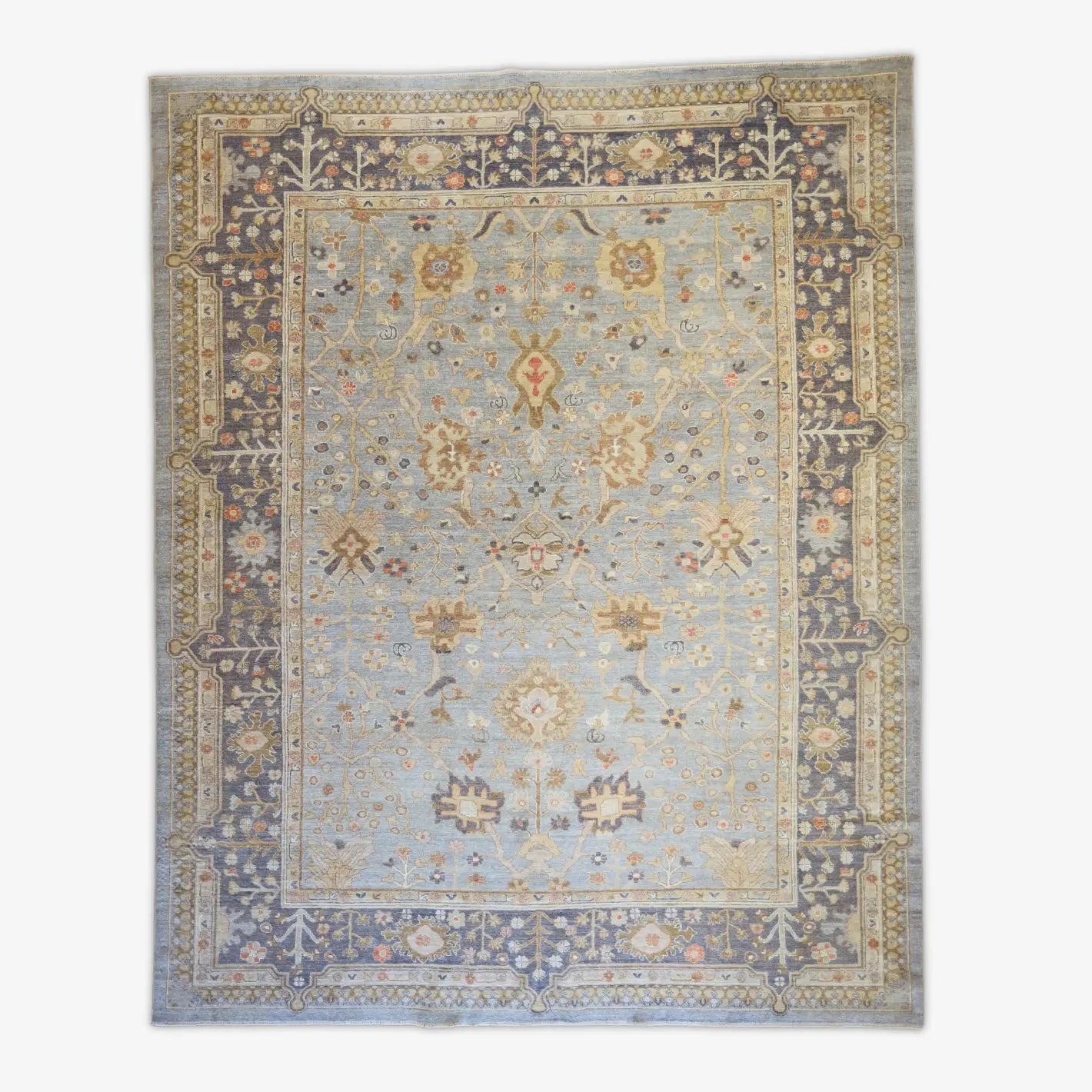 9'3" x 11'5" SILVER AND SILVER PESHAWAR GEOMETRIC PAKISTANI RUG