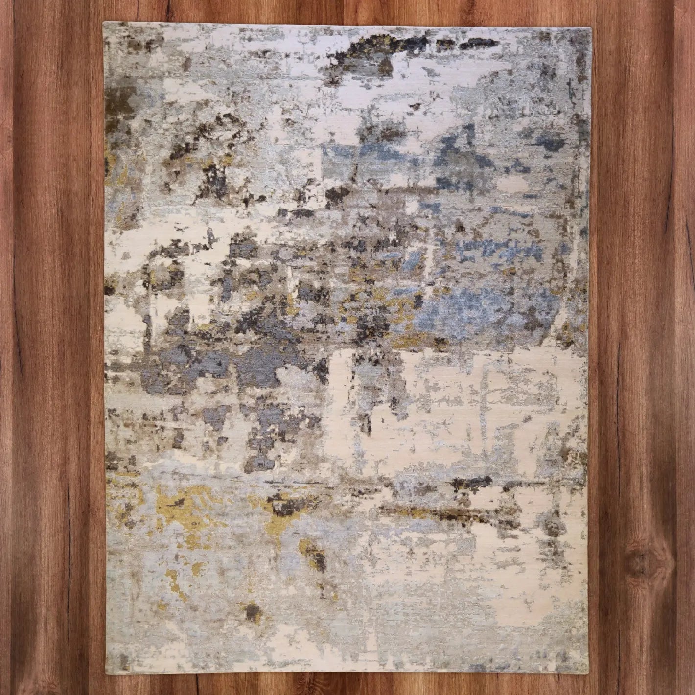 9'0" x 12'0" GRAY AND SILVER MODERN MODERN INDIAN RUG