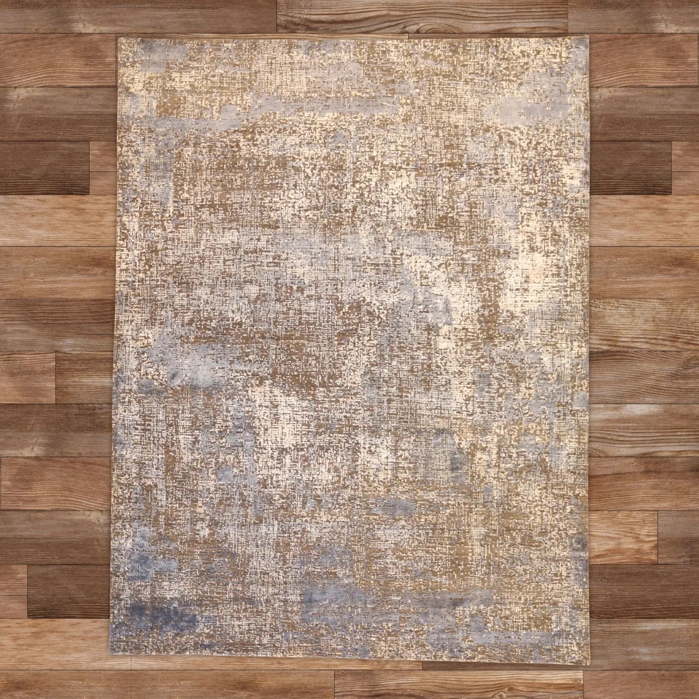 9'0" x 12'0" GRAY AND BLUE MODERN INDIAN RUG