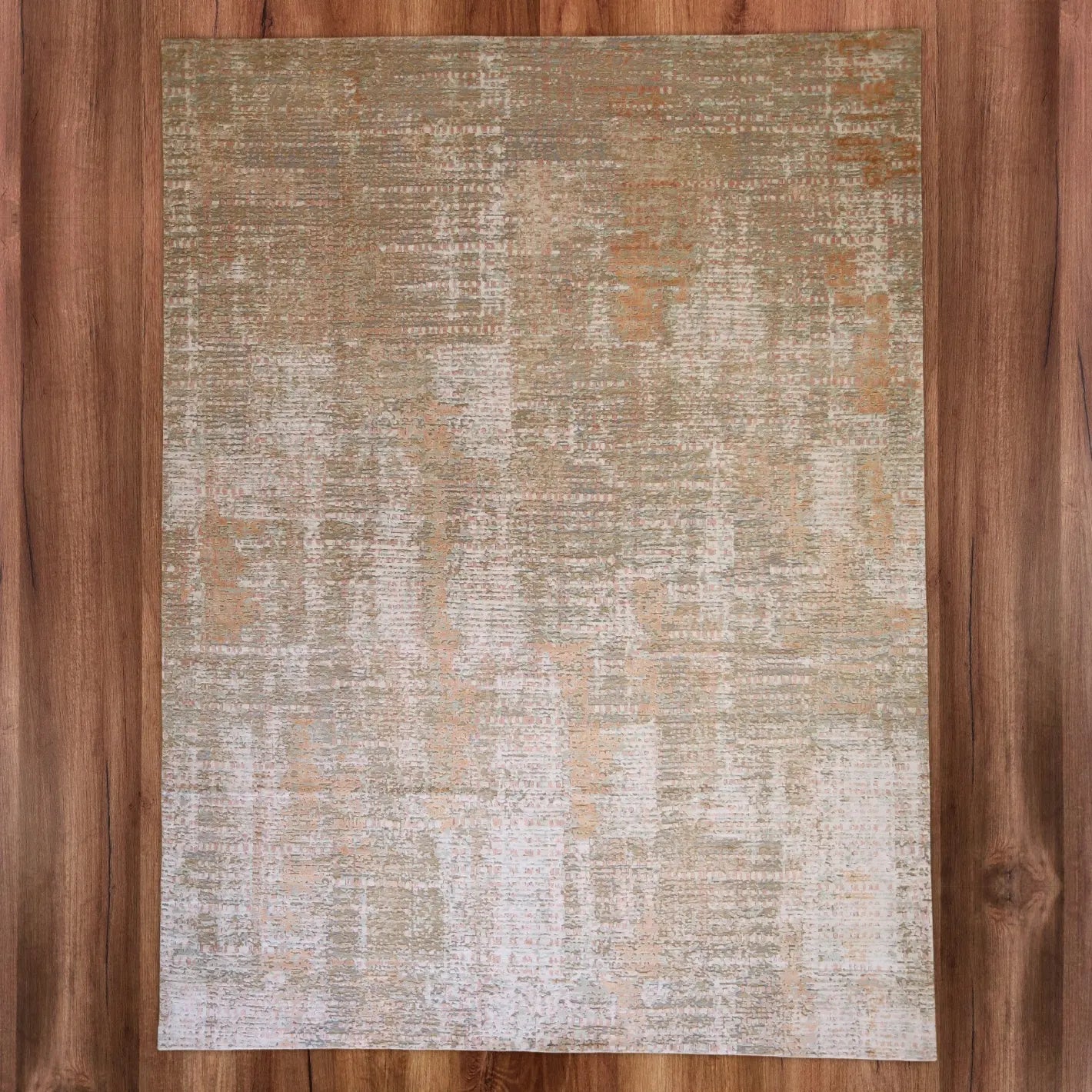 9'0" x 12'0" BEIGE AND PINK MODERN MODERN INDIAN RUG