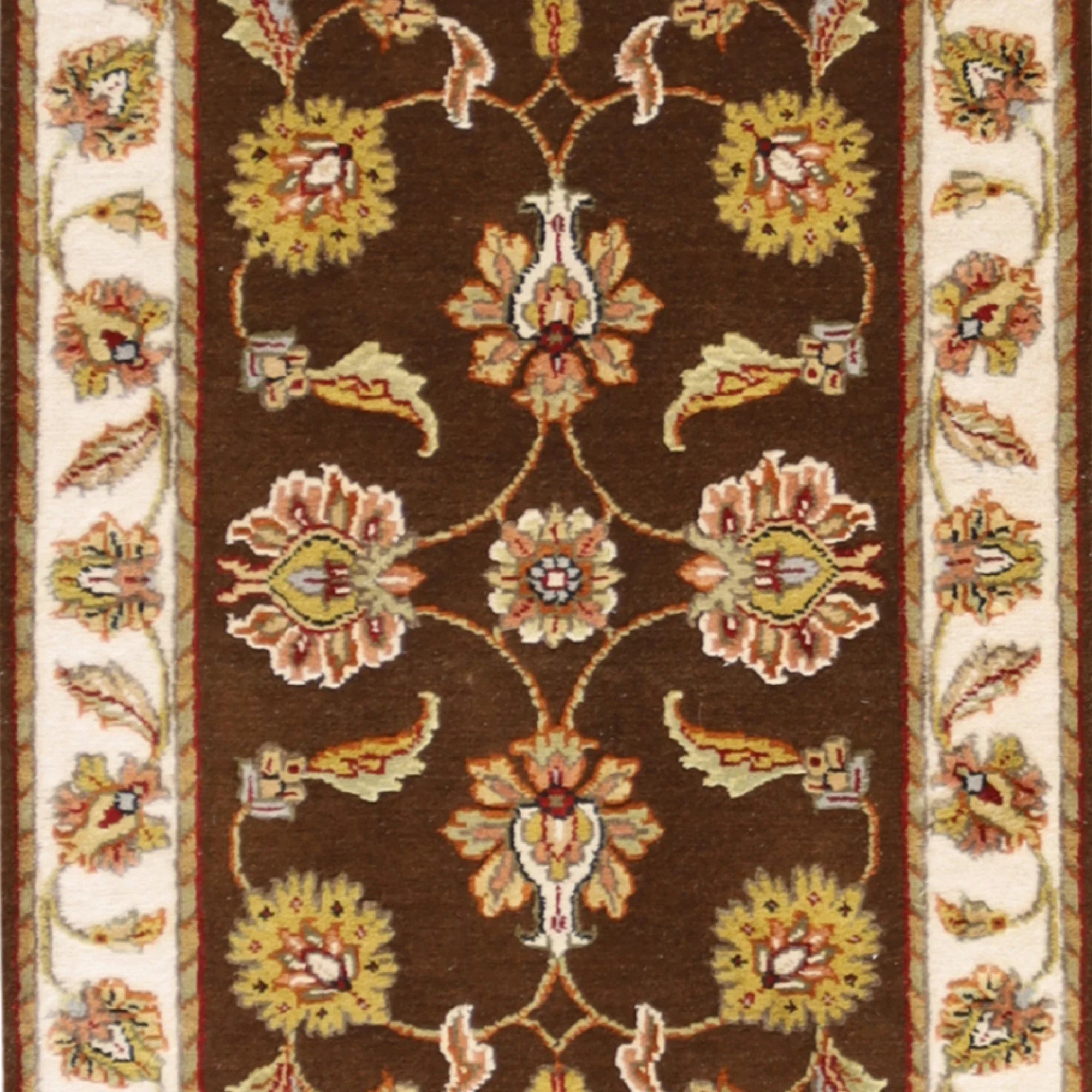 2'0" x 3'0" BROWN AND BEIGE JAIPUR FLORAL INDIAN RUG