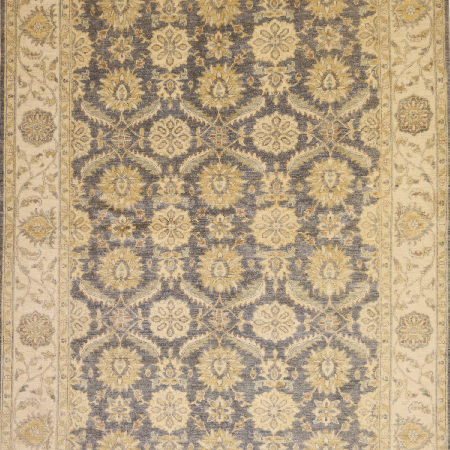 5'11" x 9'2" GRAY AND BEIGE PESHAWAR GEOMETRIC PAKISTANI RUG
