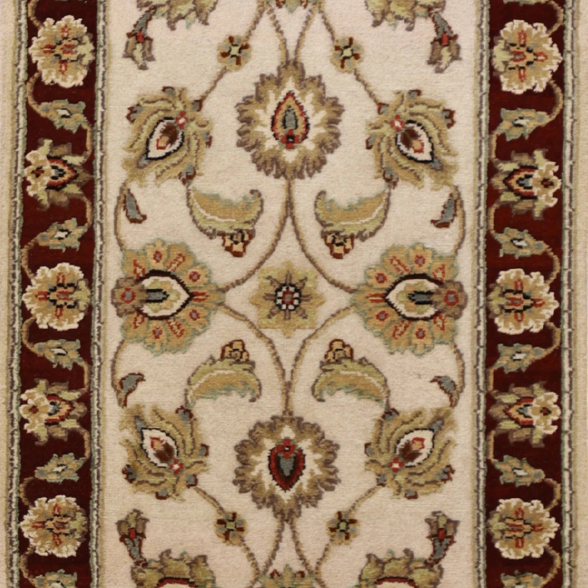 2'0" x 3'0" BEIGE AND RED JAIPUR FLORAL INDIAN RUG