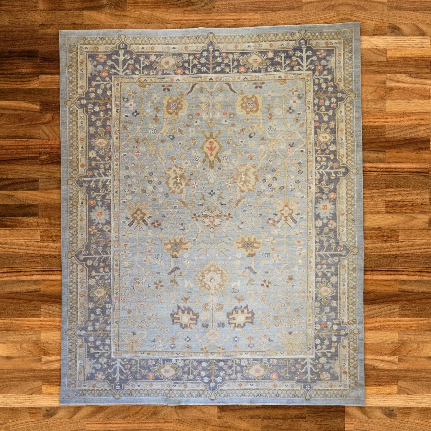 9'3" x 11'5" SILVER AND SILVER PESHAWAR GEOMETRIC PAKISTANI RUG