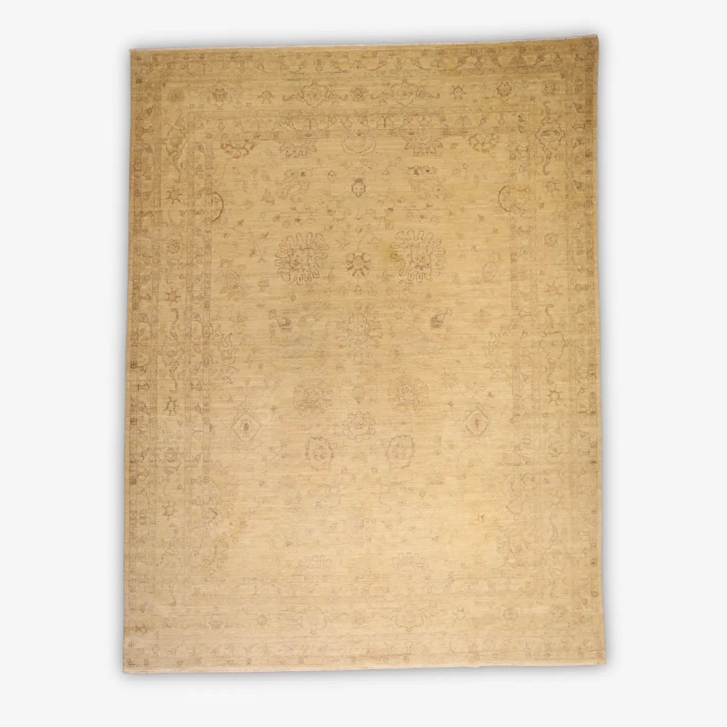 8'11" x 11'9" IVORY AND IVORY PESHAWAR GEOMETRIC PAKISTANI RUG